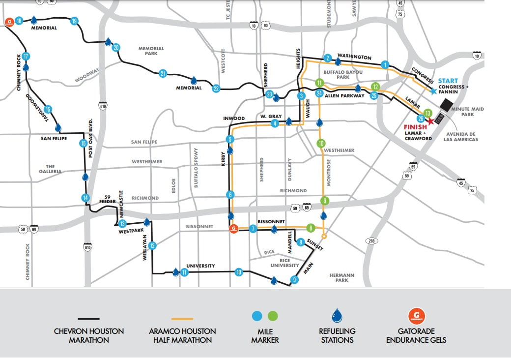 Chevron Houston Marathon Course Map Watch Athletics